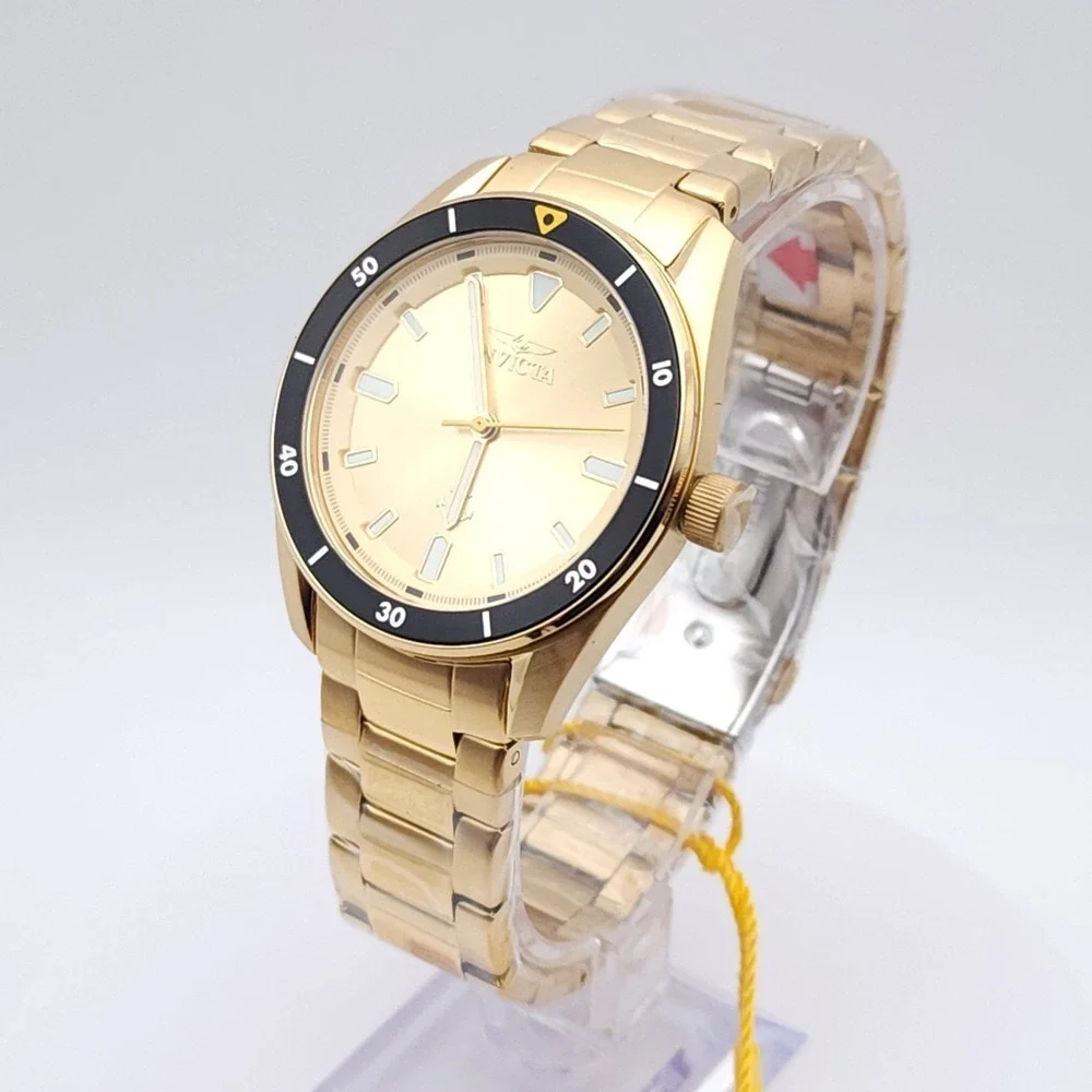 Invicta Ocean Voyage Men's Watch Gold Dial Black Bezel 39mm Steel‎ New
